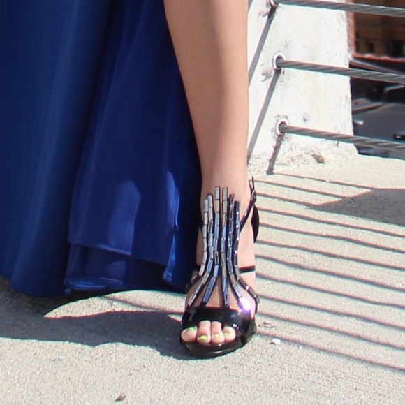 Black sparkly starburst gemstone heels Windsor - Picture 2 of 8